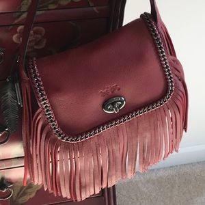 Coach Dakota Red Currant Fringe Bag